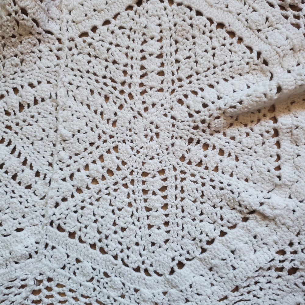 Joseph A Crochet Doily Layering Vest Cardigan Size S Boho Fairy Cottage Prairie - Picture 10 of 15